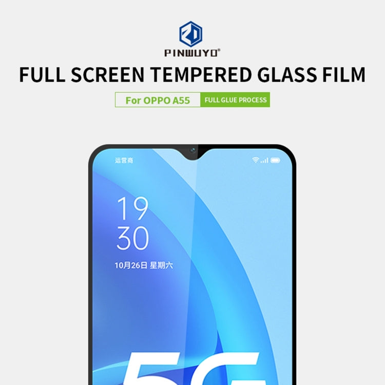 For OPPO A55 4G PINWUYO 9H 2.5D Full Screen Tempered Glass Film(Black) - OPPO Tempered Glass by PINWUYO | Online Shopping South Africa | PMC TechLife | Buy Now Pay Later Mobicred