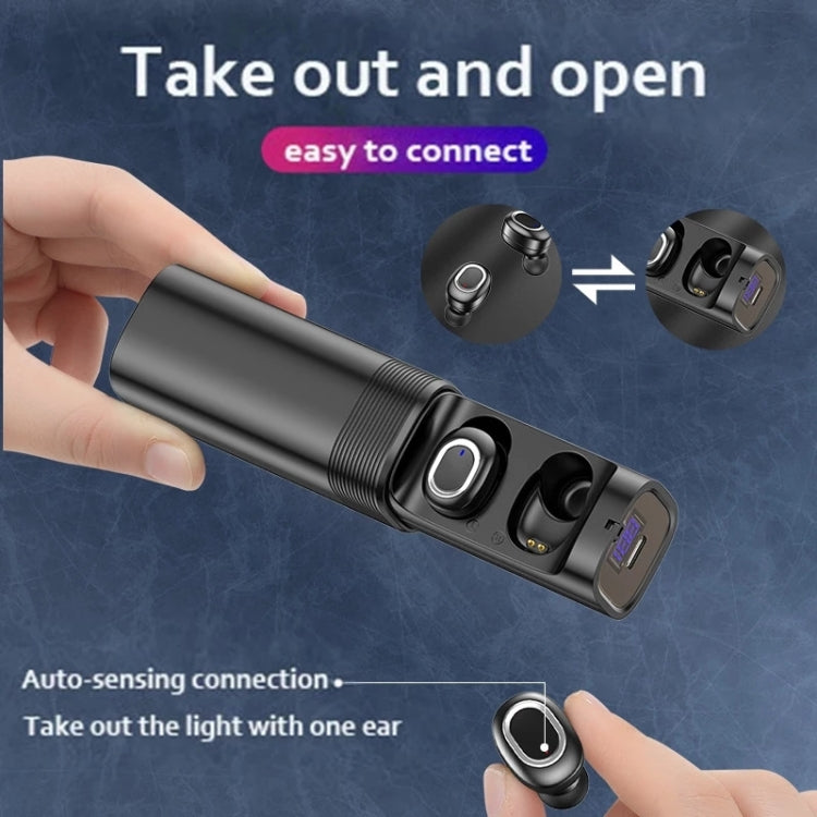 T&G TG909 TWS In-Ear Mini Dual Channel Stereo Bluetooth Earphones with LED Display(Black Silver) - Bluetooth Earphone by T&G | Online Shopping South Africa | PMC TechLife | Buy Now Pay Later Mobicred