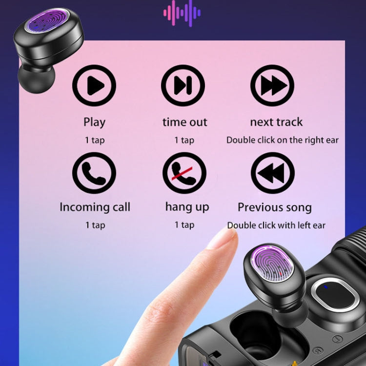 T&G TG909 TWS In-Ear Mini Dual Channel Stereo Bluetooth Earphones with LED Display(Black Silver) - Bluetooth Earphone by T&G | Online Shopping South Africa | PMC TechLife | Buy Now Pay Later Mobicred