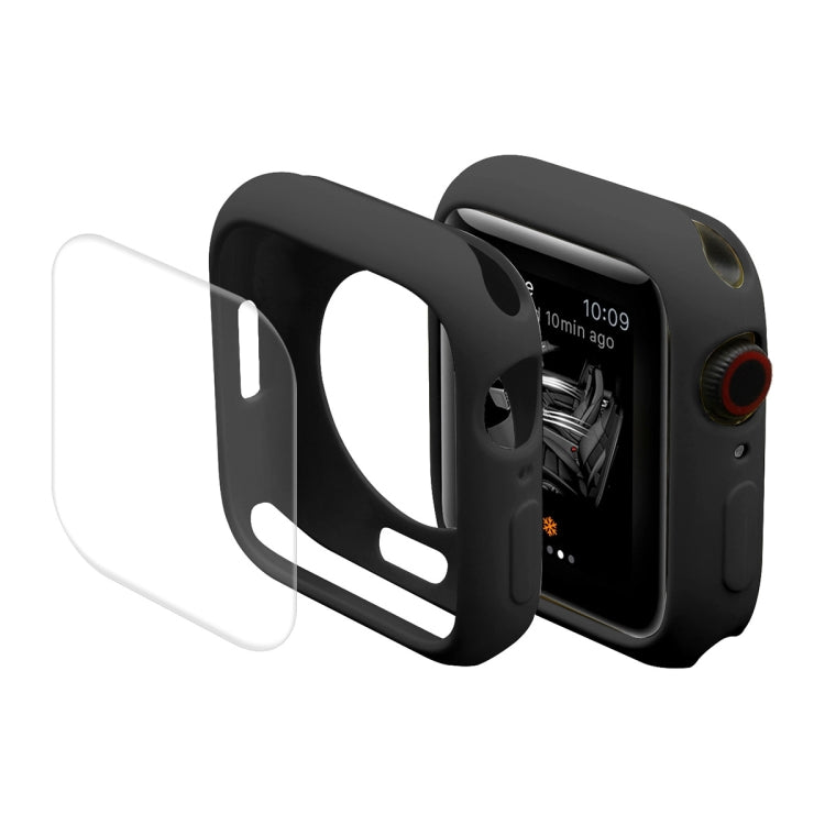 ENKAY Hat-Prince Protective TPU Watch Case + Full Coverage PET Screen Protector Film For Apple Watch Series 8 / 7 45mm(Black) - Watch Cases by ENKAY | Online Shopping South Africa | PMC TechLife | Buy Now Pay Later Mobicred