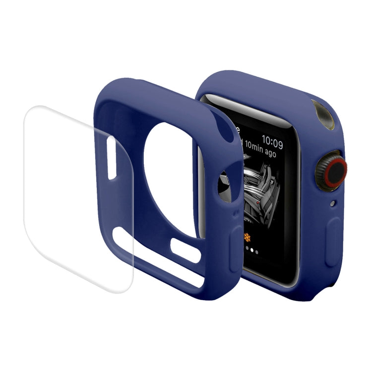 ENKAY Hat-Prince Protective TPU Watch Case + Full Coverage PET Screen Protector Film For Apple Watch Series 8 / 7 45mm(Dark Blue) - Watch Cases by ENKAY | Online Shopping South Africa | PMC TechLife | Buy Now Pay Later Mobicred