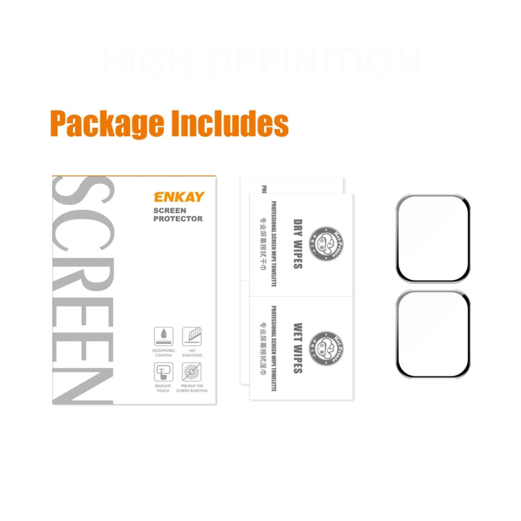 2 PCS ENKAY Hat-Prince 3D Curved Edge Full Coverage Full Tempered Glass HD Screen Protector Film For Apple Watch Series 7 45mm(Transparent) - Others by ENKAY | Online Shopping South Africa | PMC TechLife | Buy Now Pay Later Mobicred
