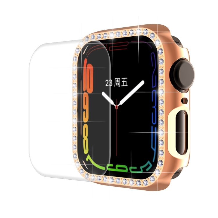 ENKAY Hat-Prince Electroplate PC Diamond Watch Case + Full Coverage Curved PET Screen Protector Film For Apple Watch Series 8 / 7 45mm(Rose Gold) - Watch Cases by ENKAY | Online Shopping South Africa | PMC TechLife | Buy Now Pay Later Mobicred