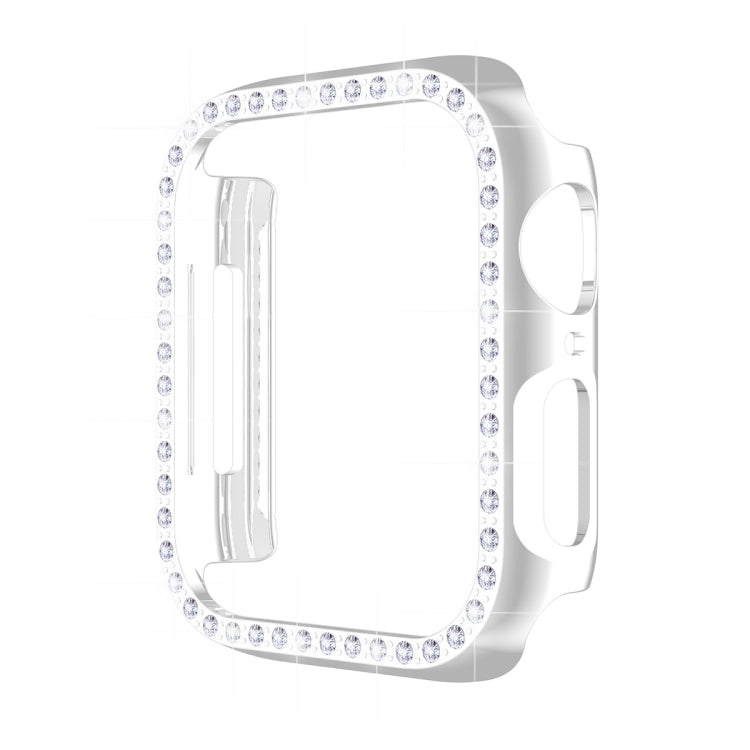 ENKAY Hat-Prince Electroplate PC Diamond Watch Case + Full Coverage Curved PET Screen Protector Film For Apple Watch Series 8 / 7 45mm(Silver) - Watch Cases by ENKAY | Online Shopping South Africa | PMC TechLife | Buy Now Pay Later Mobicred