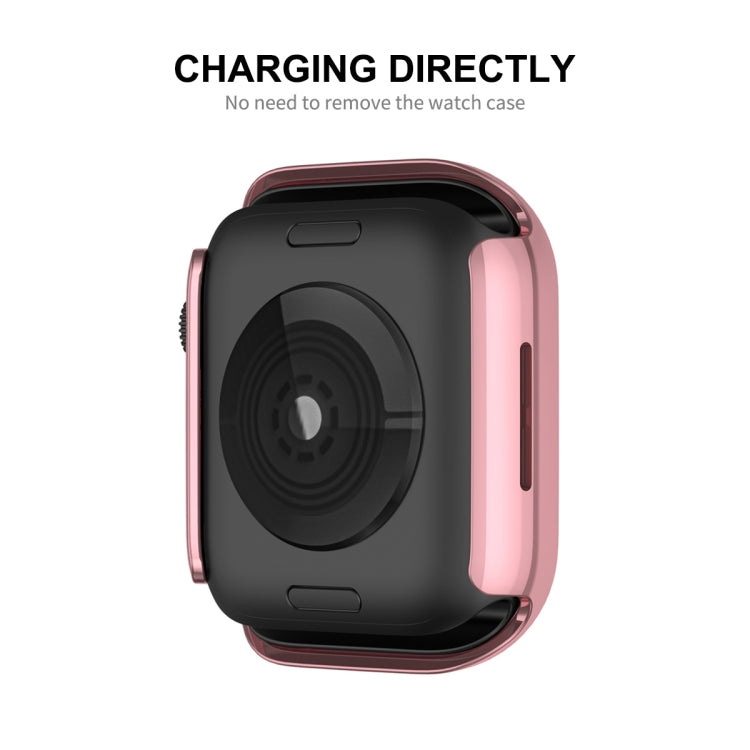 ENKAY Hat-Prince Electroplate PC Diamond Watch Case + Full Coverage Curved PET Screen Protector Film For Apple Watch Series 8 / 7 45mm(Pink) - Watch Cases by ENKAY | Online Shopping South Africa | PMC TechLife | Buy Now Pay Later Mobicred