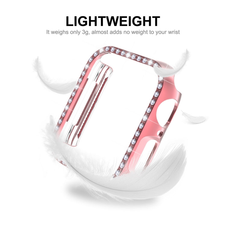 ENKAY Hat-Prince Electroplate PC Diamond Watch Case + Full Coverage Curved PET Screen Protector Film For Apple Watch Series 8 / 7 45mm(Pink) - Watch Cases by ENKAY | Online Shopping South Africa | PMC TechLife | Buy Now Pay Later Mobicred