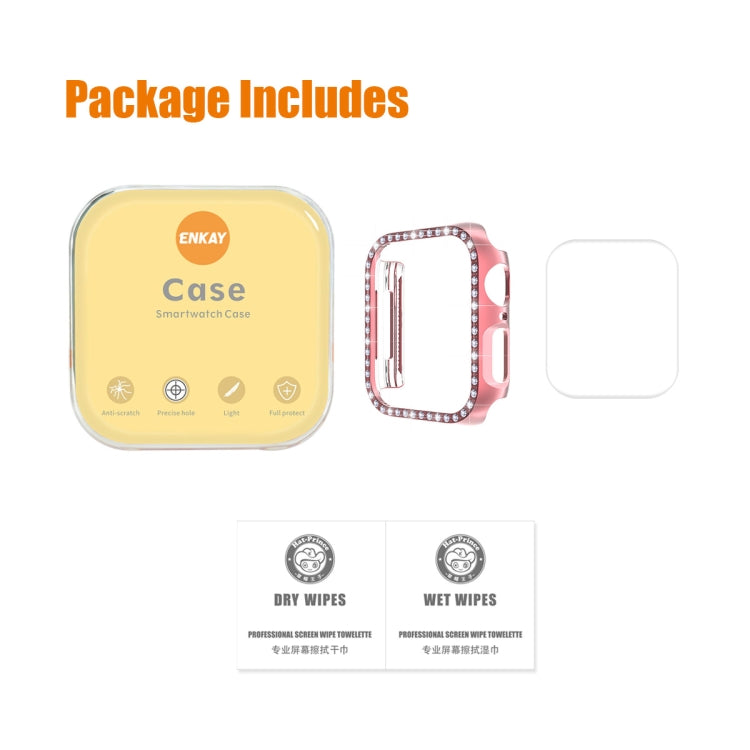 ENKAY Hat-Prince Electroplate PC Diamond Watch Case + Full Coverage Curved PET Screen Protector Film For Apple Watch Series 8 / 7 45mm(Transparent) - Watch Cases by ENKAY | Online Shopping South Africa | PMC TechLife | Buy Now Pay Later Mobicred