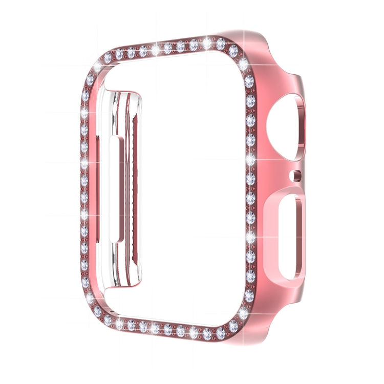 ENKAY Hat-Prince Electroplate PC Diamond Watch Case + Full Coverage Curved PET Screen Protector Film For Apple Watch Series 8 / 7 41mm(Pink) - Watch Cases by ENKAY | Online Shopping South Africa | PMC TechLife | Buy Now Pay Later Mobicred