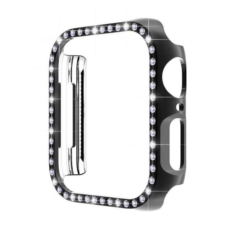 ENKAY Hat-Prince Electroplate PC Diamond Watch Case + Full Coverage Curved PET Screen Protector Film For Apple Watch Series 8 / 7 41mm(Black) - Watch Cases by ENKAY | Online Shopping South Africa | PMC TechLife | Buy Now Pay Later Mobicred