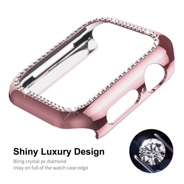 ENKAY Hat-Prince Electroplate PC Diamond Watch Case + Full Coverage Curved PET Screen Protector Film For Apple Watch Series 8 / 7 41mm(Rose Gold) - Watch Cases by ENKAY | Online Shopping South Africa | PMC TechLife | Buy Now Pay Later Mobicred