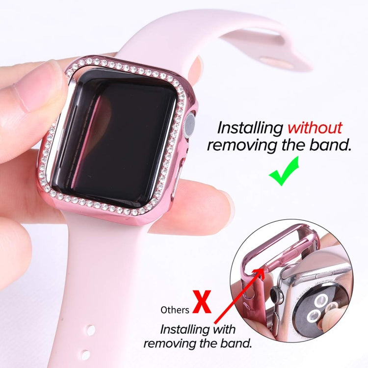 ENKAY Hat-Prince Electroplate PC Diamond Watch Case + Full Coverage Curved PET Screen Protector Film For Apple Watch Series 8 / 7 41mm(Transparent) - Watch Cases by ENKAY | Online Shopping South Africa | PMC TechLife | Buy Now Pay Later Mobicred