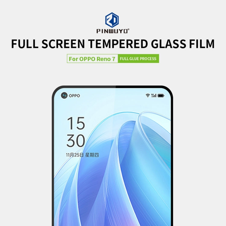For OPPO Reno7 5G PINWUYO 9H 2.5D Full Screen Tempered Glass Film(Black) - free shipping - PMC TechLife - Order now!