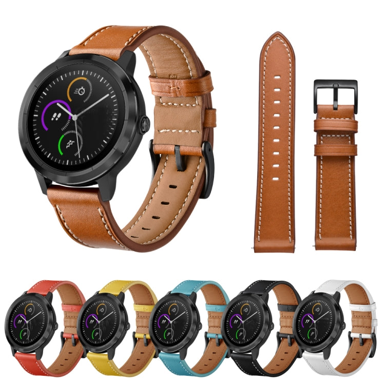 For Huawei Watch GT3 46mm / Watch GT Runner First Layer Leather Sewing Thread Watch Band (Black) - Watch Bands by PMC TechLife | Online Shopping South Africa | PMC TechLife | Buy Now Pay Later Mobicred