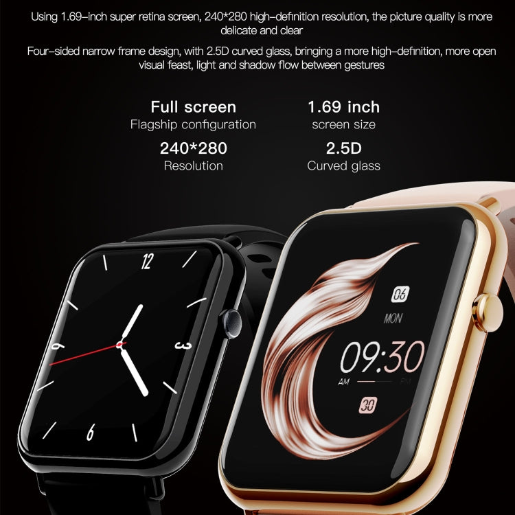 Q19 Pro IP67 Waterproof 1.69 inch Smartwatch(Gold+Burgundy) - free shipping - PMC TechLife - Order now!