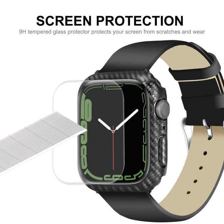 For Apple Watch Series 8 / 7 45mm ENKAY Carbon Fiber PC Case + Full Coverage PET Screen Protector - Watch Cases by ENKAY | Online Shopping South Africa | PMC TechLife | Buy Now Pay Later Mobicred
