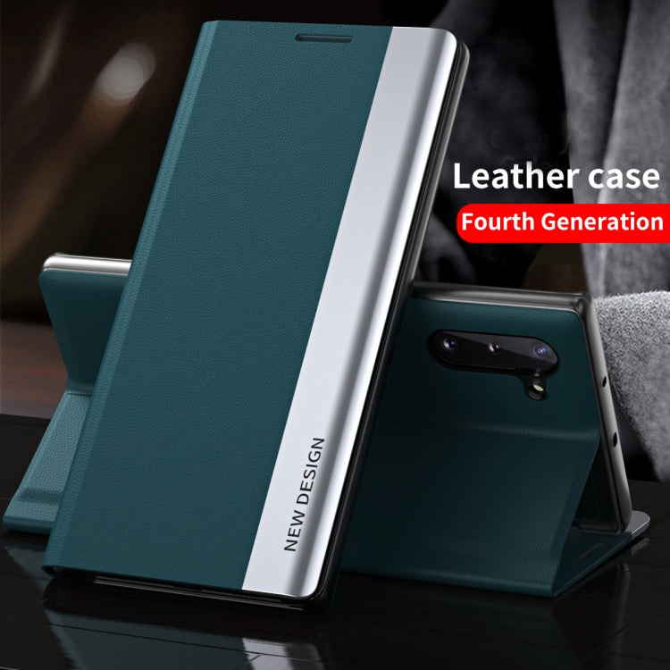 For Samsung Galaxy A73 5G Side Electroplated Magnetic Flip Leather Case with Holder(Light Blue) - free shipping - PMC TechLife - Order now!