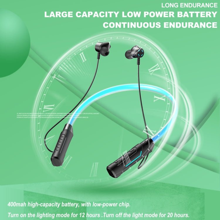 JG4 Flashing LED Neck-mounted Stereo Bluetooth Wireless Earphone(White) - Neck-mounted Earphone by PMC TechLife | Online Shopping South Africa | PMC TechLife