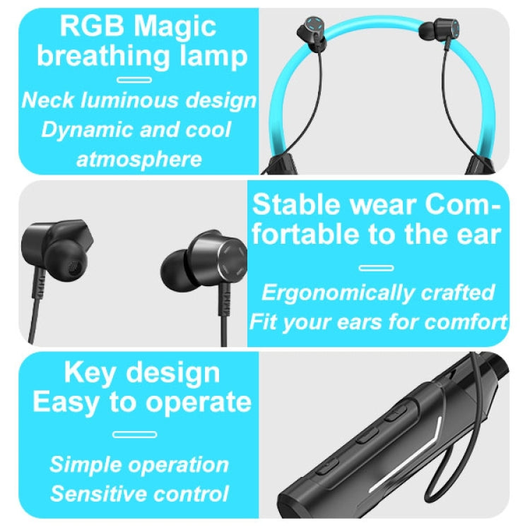 JG4 Flashing LED Neck-mounted Stereo Bluetooth Wireless Earphone(White) - Neck-mounted Earphone by PMC TechLife | Online Shopping South Africa | PMC TechLife