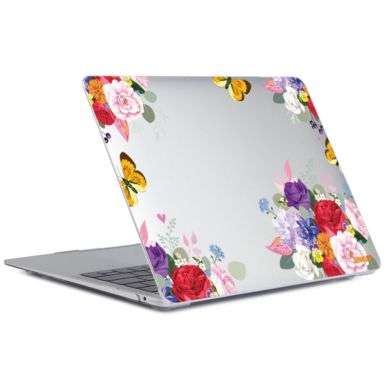 ENKAY Flower Series Pattern Laotop Protective Crystal Case For MacBook Pro 13.3 inch A1706 / A1708 / A1989 / A2159(Rose) - MacBook Pro Cases by ENKAY | Online Shopping South Africa | PMC TechLife | Buy Now Pay Later Mobicred