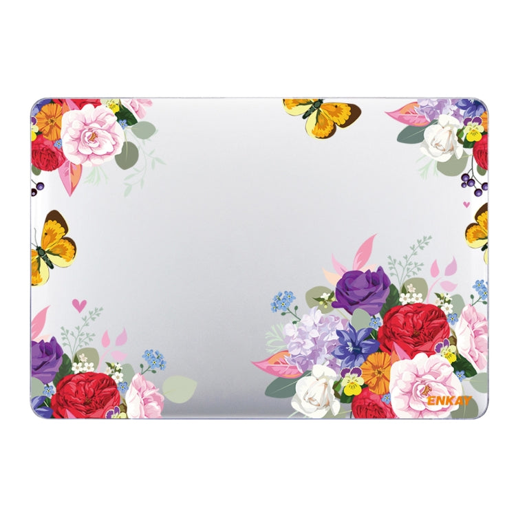 ENKAY Flower Series Pattern Laotop Protective Crystal Case For MacBook Pro 13.3 inch A2251 / A2289 / A2338 2020(Rose) - MacBook Pro Cases by ENKAY | Online Shopping South Africa | PMC TechLife | Buy Now Pay Later Mobicred