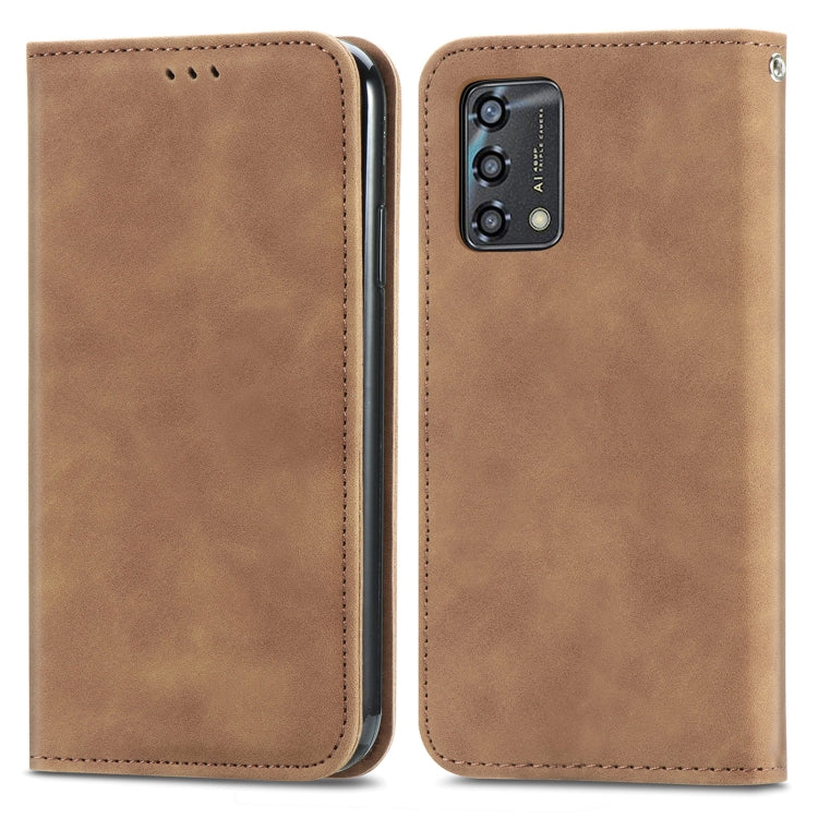 For OPPO A95 4G Retro Skin Feel Magnetic Horizontal Flip Leather Phone Case(Brown) - OPPO Cases by PMC TechLife | Online Shopping South Africa | PMC TechLife | Buy Now Pay Later Mobicred