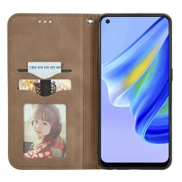 For OPPO A95 4G Retro Skin Feel Magnetic Horizontal Flip Leather Phone Case(Brown) - OPPO Cases by PMC TechLife | Online Shopping South Africa | PMC TechLife | Buy Now Pay Later Mobicred