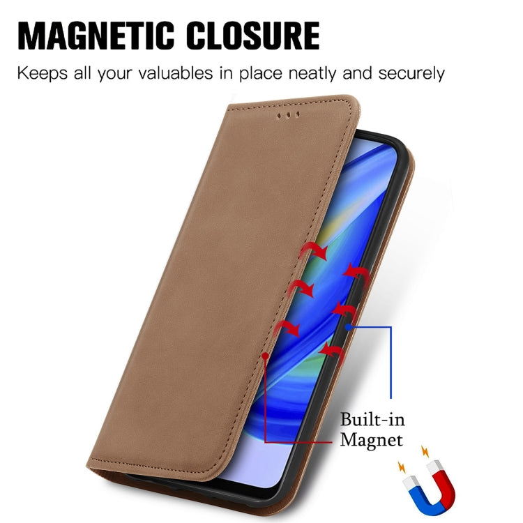 For OPPO A95 4G Retro Skin Feel Magnetic Horizontal Flip Leather Phone Case(Brown) - OPPO Cases by PMC TechLife | Online Shopping South Africa | PMC TechLife | Buy Now Pay Later Mobicred