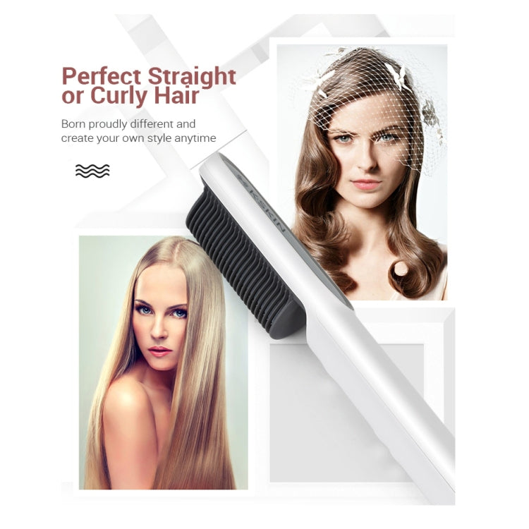 K-SKIN KD380 Hair Straightener Electric Straight Hair Curler Comb Brush PTC Heating Ceramic Straight Hair Brush, UK Plug(Black) - free shipping - PMC TechLife - Order now!