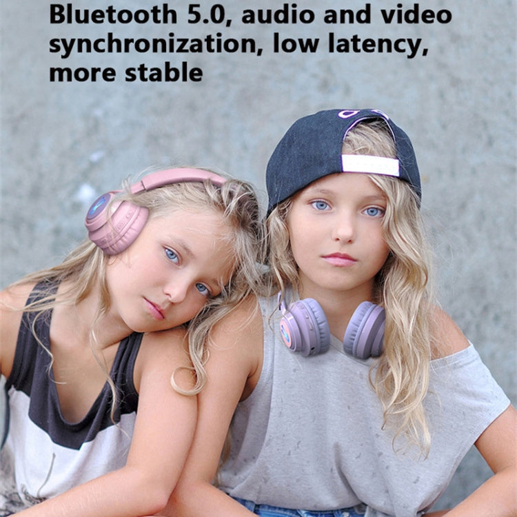 BT06C+ Children Head-mounted Cute Wireless Bluetooth Headset with Microphone & LED Light(Purple) - Headset & Headphone by PMC TechLife | Online Shopping South Africa | PMC TechLife