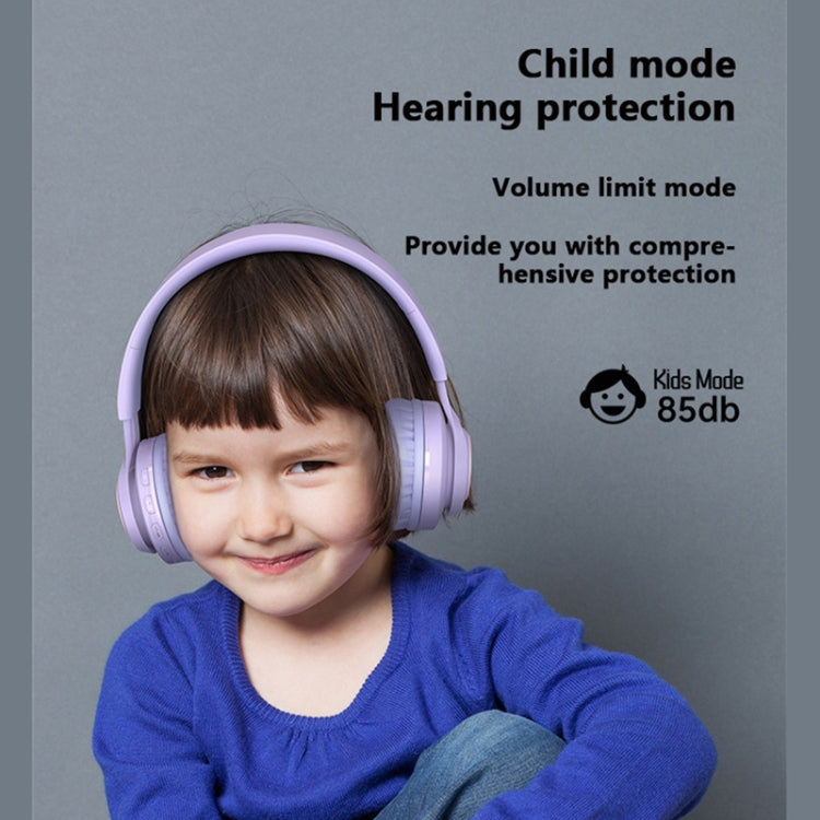 BT06C+ Children Head-mounted Cute Wireless Bluetooth Headset with Microphone & LED Light(Purple) - Headset & Headphone by PMC TechLife | Online Shopping South Africa | PMC TechLife