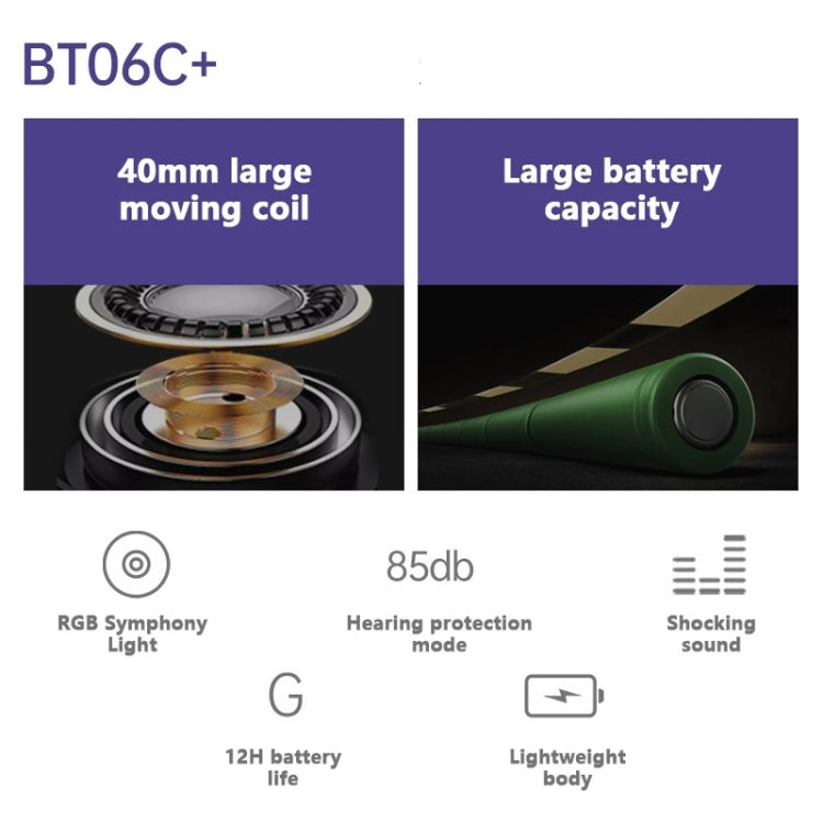 BT06C+ Children Head-mounted Cute Wireless Bluetooth Headset with Microphone & LED Light(Purple) - Headset & Headphone by PMC TechLife | Online Shopping South Africa | PMC TechLife