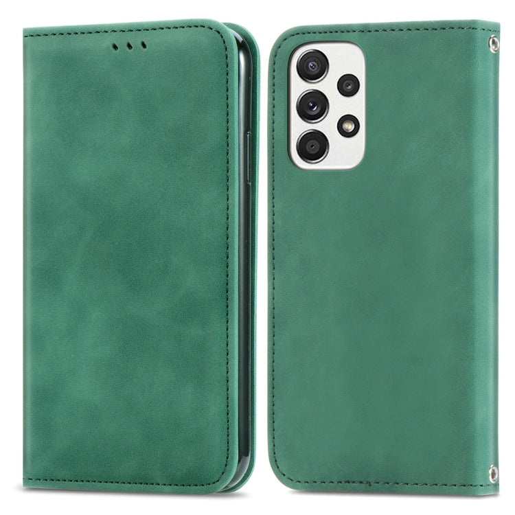 For Samsung Galaxy A73 5G Retro Skin Feel Magnetic Horizontal Flip Leather Phone Case(Green) - Galaxy Phone Cases by PMC TechLife | Online Shopping South Africa | PMC TechLife | Buy Now Pay Later Mobicred