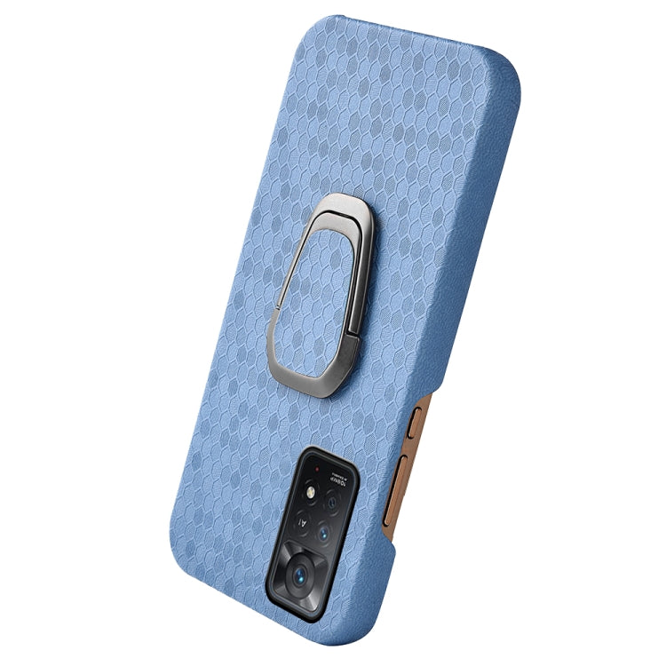 For Xiaomi Redmi Note 11 Pro Global Ring Holder Honeycomb PU Phone Case(Light Blue) - free shipping - PMC TechLife - Order now!