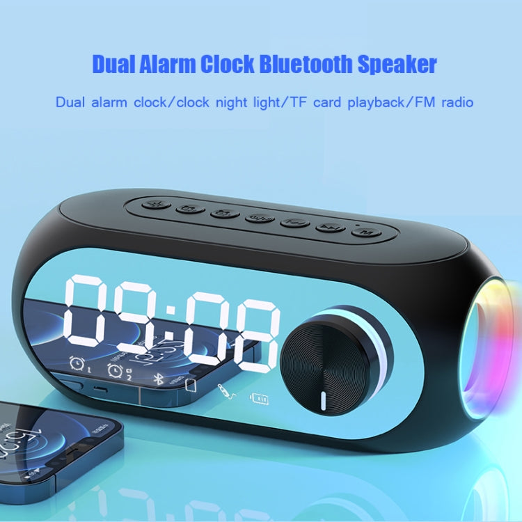 AEC S8 Alarm Clock Bluetooth Speakers with LED Light Support TF / FM(White) - Desktop Speaker by AEC | Online Shopping South Africa | PMC TechLife | Buy Now Pay Later Mobicred