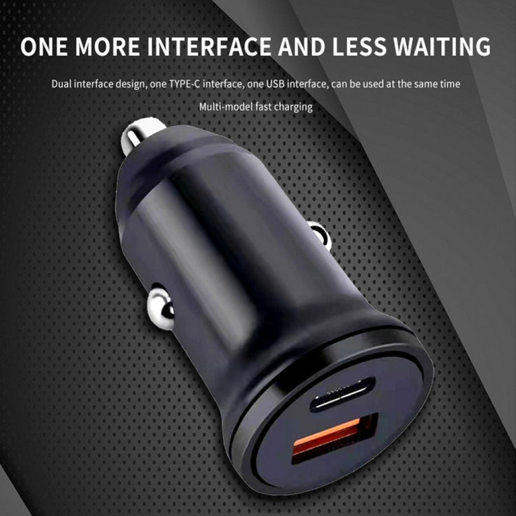 WKN-707 PD 20W USB-C / Type-C + QC 3.0 25W USB Mini Car Charger with USB-C / Type-C to 8 Pin Data Cable, Cable Length: 1m(White) - Car Charger by PMC TechLife | Online Shopping South Africa | PMC TechLife
