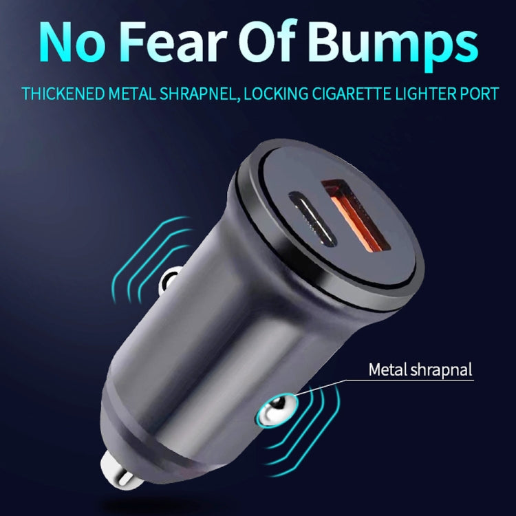 WKN-707 PD 20W USB-C / Type-C + QC 3.0 25W USB Mini Car Charger with USB-C / Type-C to 8 Pin Data Cable, Cable Length: 1m(Black) - Car Charger by PMC TechLife | Online Shopping South Africa | PMC TechLife