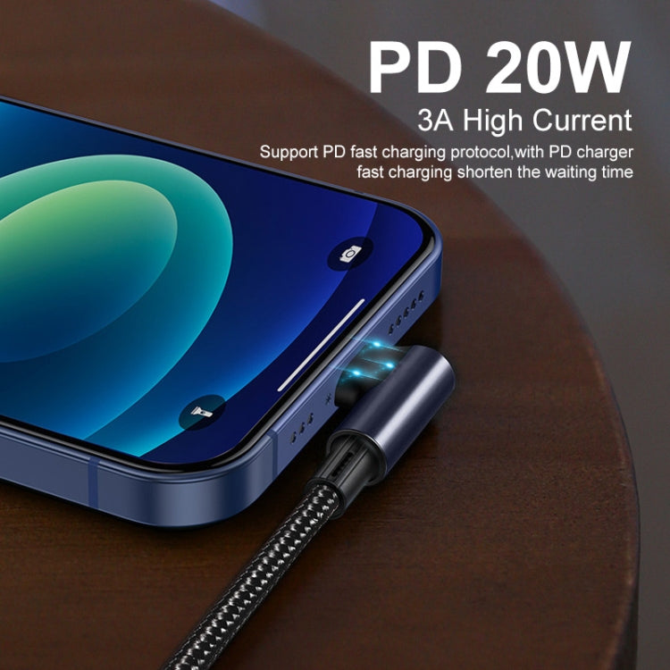 ENKAY PD 20W 3A USB-C / Type-C to 8 Pin Elbow Fast Charging Nylon Braided Data Cable, Length:2m(Green) - free shipping - PMC TechLife - Order now!