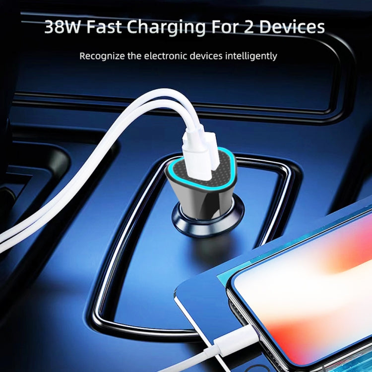 TE-P23 38W PD 20W USB-C / Type-C + QC3. 0 USB Triangle Car Charger + USB to 8 Pin Data Cable, Length: 1m(White) - Car Charger by PMC TechLife | Online Shopping South Africa | PMC TechLife