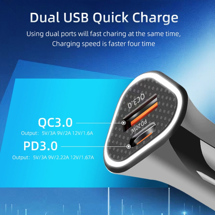 TE-P23 38W PD USB-C / Type-C + QC3. 0 USB Triangle Car Charger + USB-C / Type-C to 8 Pin Data Cable, Length: 1m(Black) - Car Charger by PMC TechLife | Online Shopping South Africa | PMC TechLife