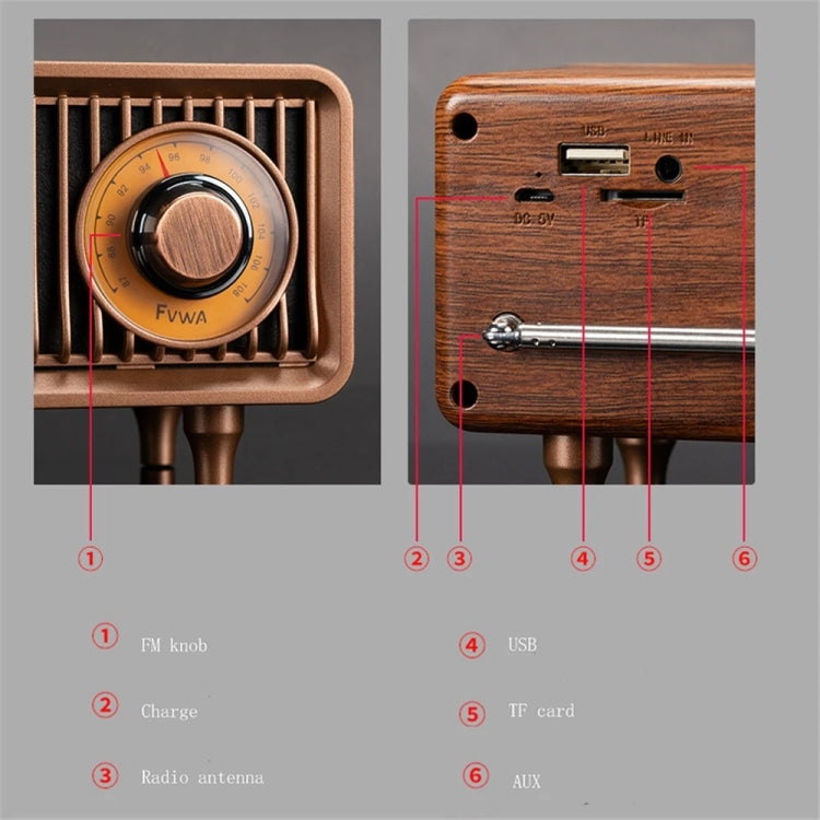 Oneder B9 Retro Indoor Wireless Portable Bluetooth Speaker(Browm) - Desktop Speaker by OneDer | Online Shopping South Africa | PMC TechLife | Buy Now Pay Later Mobicred