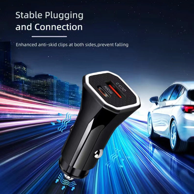 TE-P22 38W PD USB-C / Type-C + QC3. 0 USB Car Charger with 1m USB to USB-C / Type-C Data Cable(White) - Car Charger by PMC TechLife | Online Shopping South Africa | PMC TechLife