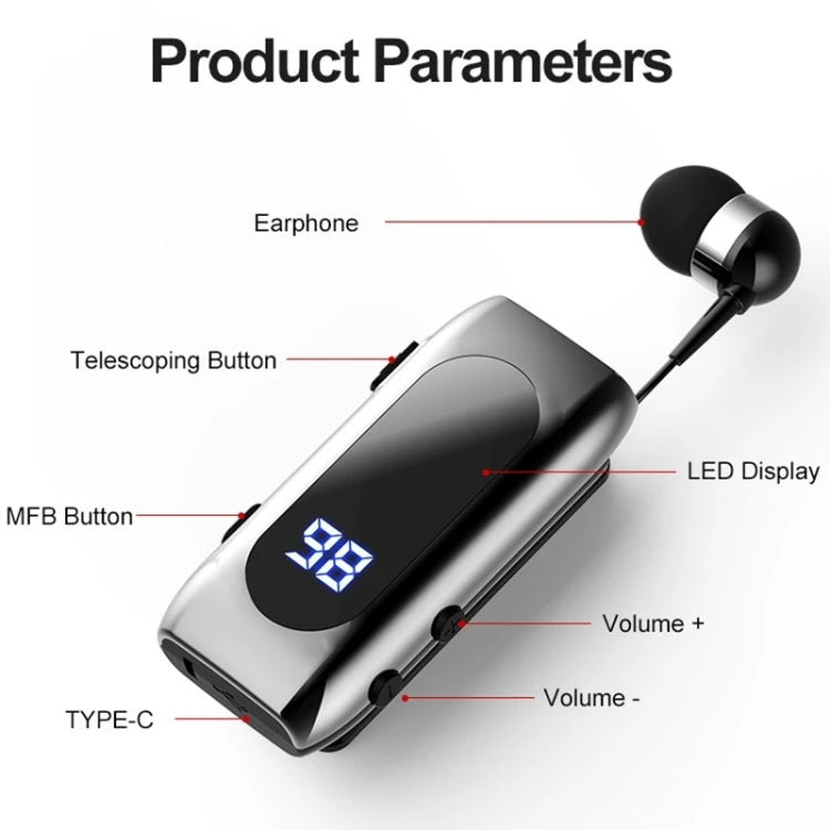 K55 Retractable Cable BT5.2 Smart In-ear Single Sports Earphone(Black) - Sport Earphone by PMC TechLife | Online Shopping South Africa | PMC TechLife