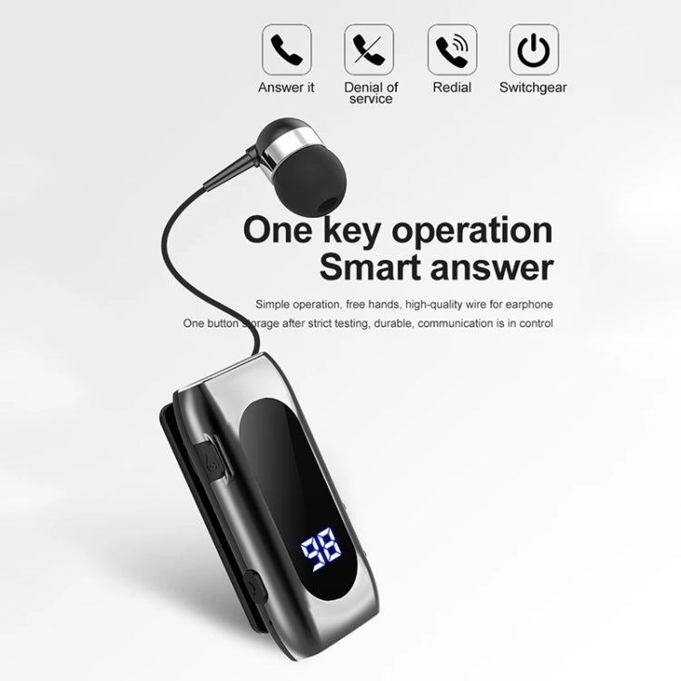 K55 Retractable Cable BT5.2 Smart In-ear Single Sports Earphone(Gray) - Sport Earphone by PMC TechLife | Online Shopping South Africa | PMC TechLife