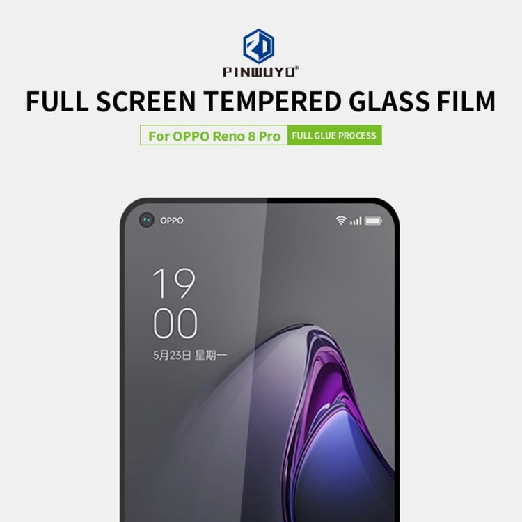 For OPPO Reno8 Pro PINWUYO 9H 2.5D Full Screen Tempered Glass Film(Black) - OPPO Tempered Glass by PINWUYO | Online Shopping South Africa | PMC TechLife | Buy Now Pay Later Mobicred