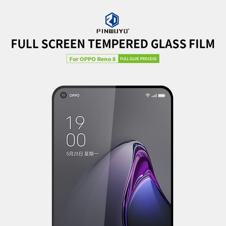 For OPPO Reno8 PINWUYO 9H 2.5D Full Screen Tempered Glass Film(Black) - OPPO Tempered Glass by PINWUYO | Online Shopping South Africa | PMC TechLife | Buy Now Pay Later Mobicred