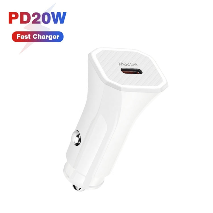 TE-P2 PD20W USB-C / Type-C Car Charger with Type-C to Type-C Data Cable(White) - Car Charger by PMC TechLife | Online Shopping South Africa | PMC TechLife