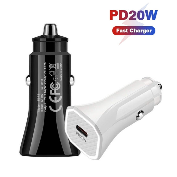 TE-P2 PD20W USB-C / Type-C Car Charger with Type-C to Type-C Data Cable(Black) - Car Charger by PMC TechLife | Online Shopping South Africa | PMC TechLife