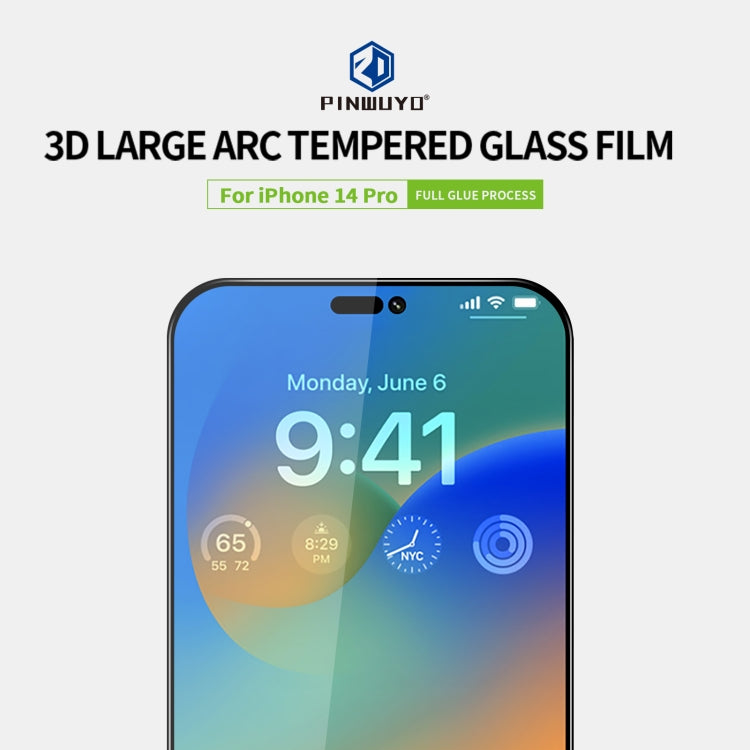 For iPhone 14 Pro PINWUYO 9H 3D Curved Full Explosion-proof Tempered Glass Film - iPhone 14 Pro Tempered Glass by PINWUYO | Online Shopping South Africa | PMC TechLife | Buy Now Pay Later Mobicred
