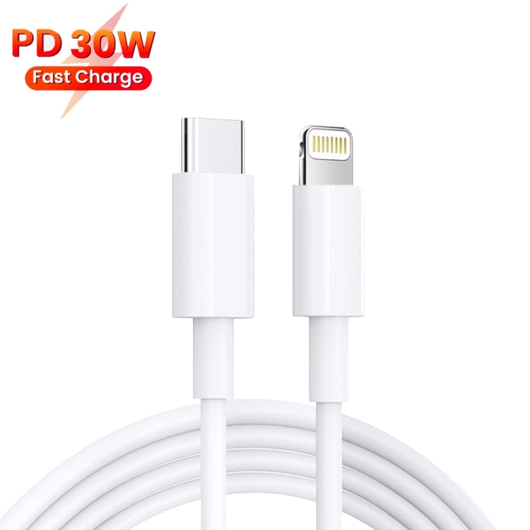 PD 35W Dual USB-C / Type-C Ports Charger with 2m Type-C to 8 Pin Data Cable, UK Plug - USB Charger by PMC TechLife | Online Shopping South Africa | PMC TechLife | Buy Now Pay Later Mobicred