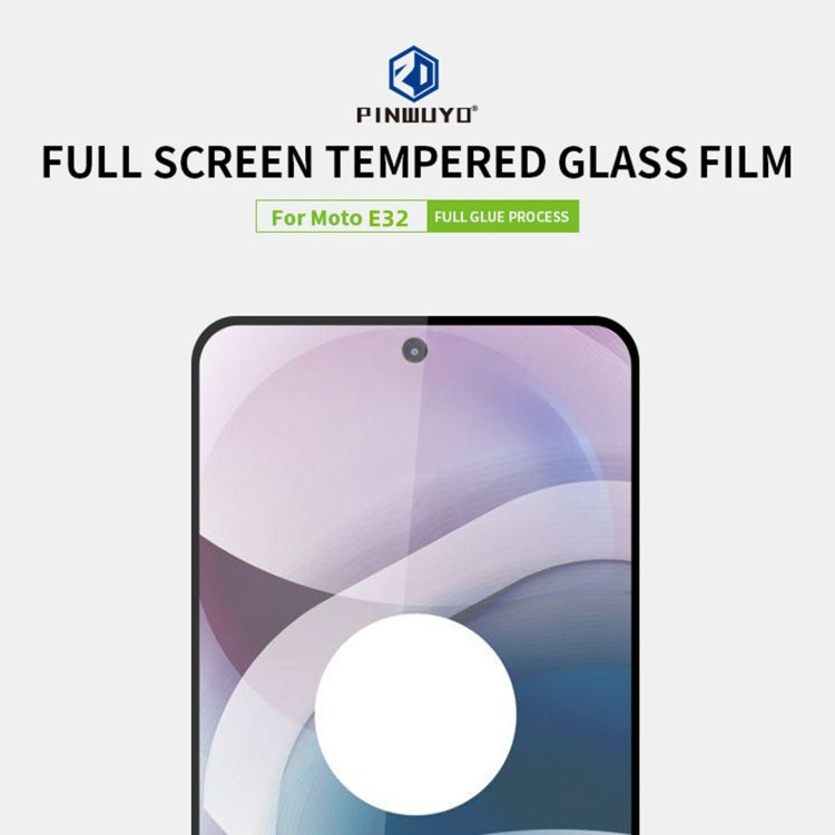 For Motorola Moto E32 PINWUYO 9H 2.5D Full Screen Tempered Glass Film(Black) - Motorola Tempered Glass by PINWUYO | Online Shopping South Africa | PMC TechLife | Buy Now Pay Later Mobicred